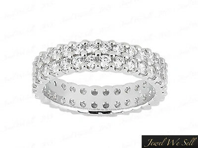 Pre-owned Jewelwesell 5.70ct Round Diamond 2row U-prong Eternity Bridal Band Ring 14k White Gold Si1