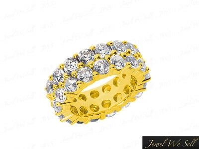 Pre-owned Jewelwesell 5.70ct Round Diamond 2row Staggered Eternity Wedding Band Ring 14k I Si2 Prong