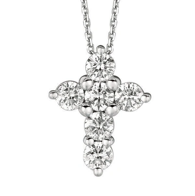 Pre-owned Morris 1.05 Carat Natural Diamond Cross Pendant Necklace 14k White Gold Si 18'' Chain