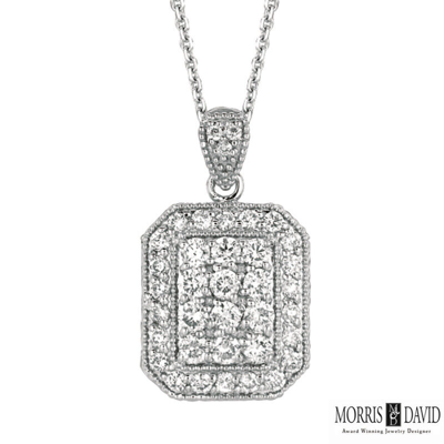 Pre-owned Morris 1.17 Carat Natural Diamond Fashion Necklace 14k White Gold Si 18'' Chain