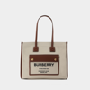 BURBERRY LL SM POCKET DTL LL6 TOTE BAG - BURBERRY -  NATURAL/TAN - COTTON