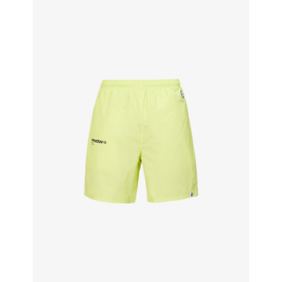 Aape One-point Logo-print Nylon Shorts In Yellow