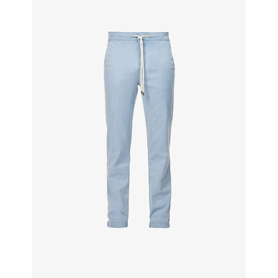 Paige Fraser Tapered Mid-rise Stretch-woven Trousers In Vintage Blue Shell