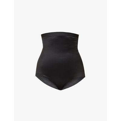 Skims Shine Stretch-woven Briefs In Onyx