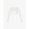 Alessandra Rich Crystal-embellished Cropped Jumper In White