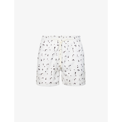 Arrels Barcelona Regards Coupables Graphic-print Relaxed-fit Swim Shorts In White