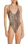 ASOS DESIGN ANIMAL PRINT STRAPPY BACK ONE-PIECE SWIMSUIT
