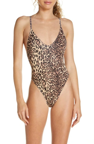 Asos Design Animal Print Strappy Back One-piece Swimsuit In Multi
