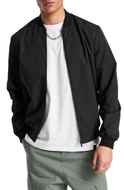 Asos Design Lightweight Oversized Bomber Jacket In Black