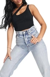 Asos Design Hourglass Strappy Asymmetric Cut Out Crop Top In Black In Black