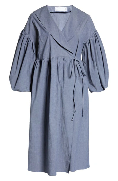 Asos Design Curve Wrap Smock Midi Dress With Collar In Washed Blue |  ModeSens
