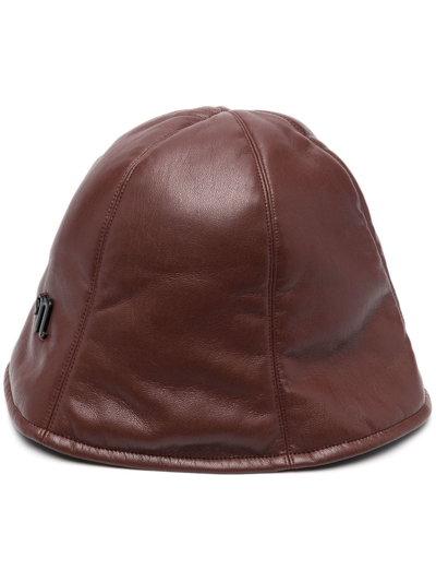 Nanushka Faux-leather Bucket-hat In Plum Chutney