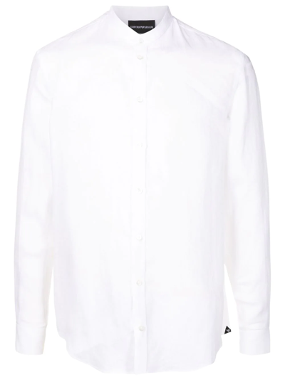 Emporio Armani Band-collar Button-up Shirt In Weiss