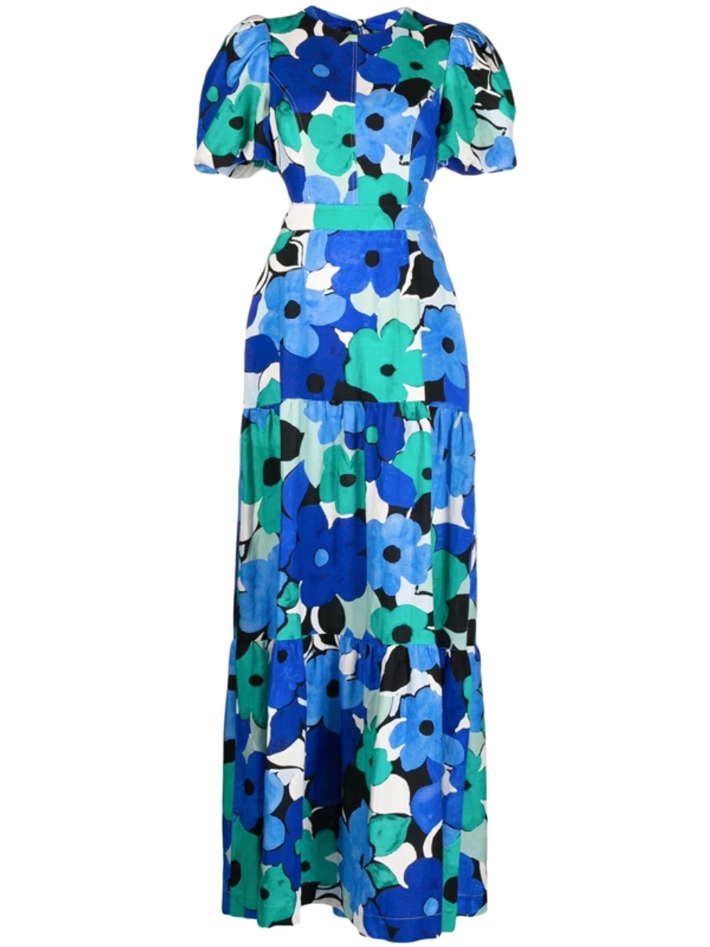Rebecca Vallance Puglia Open-back Floral-print Linen-blend Maxi Dress In  Blue | ModeSens