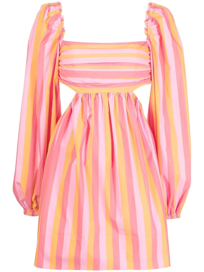 Rebecca Vallance Mimi Striped Puff-sleeved Mini Dress In Pink