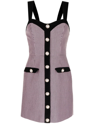 Rebecca Vallance Basinger Check Print Mini Dress In Black/pink