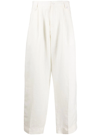 Costumein Cropped-leg Linen Trousers In Weiss