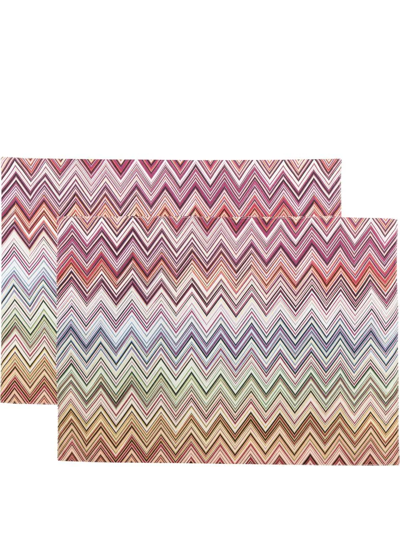 Missoni Zigzag-print Two-piece Placemat Set In Red