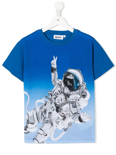 Molo Graphic Print Organic-cotton T-shirt In Blue