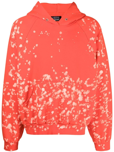 Liberal Youth Ministry Bleached Cotton-jersey Hooded Sweatshirt In Red