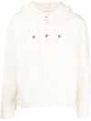 Youths In Balaclava Cotton Lace-up Hooded Pullover In White