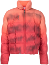 Erl Distressed Padded-shell Down Jacket In Orange