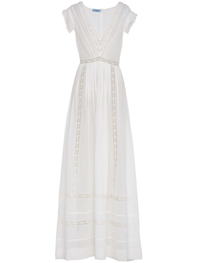 Prada Long Georgette Dress In White
