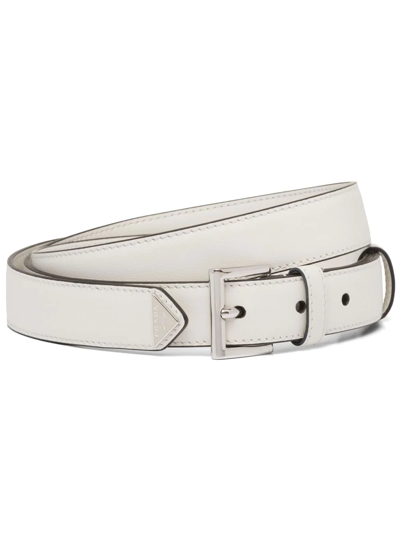 Prada Leather Belt In White