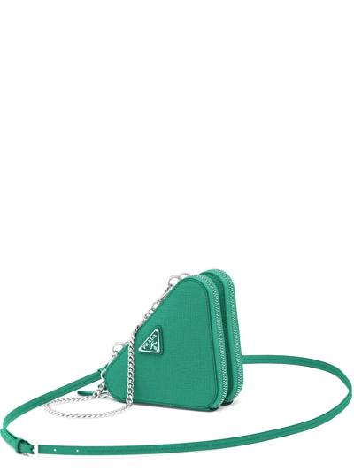 Prada Mini Triangle Crossbody Bag In Green