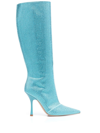 Liu •jo Crystal-embellished Pointed-toe Boots In Blue