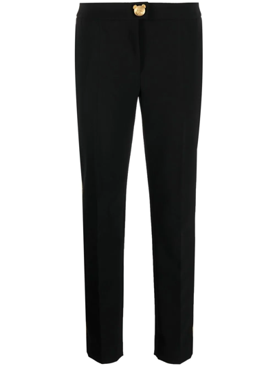 Moschino Tapered Side-stripe Trousers In Black