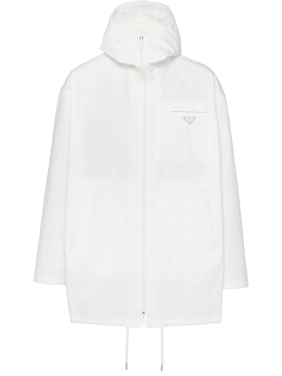 Prada Logo-plaque Raincoat In White