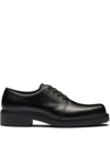 Prada Leather Derby Shoes In Black