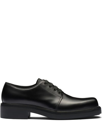 Prada Brushed Leather Derby Shoes In Multi-colored