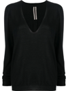 Rick Owens Black Hollywood V Neck Pull Sweater In Schwarz