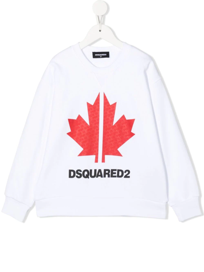 Dsquared2 Logo-print Long-sleeve Sweatshirt In Weiss