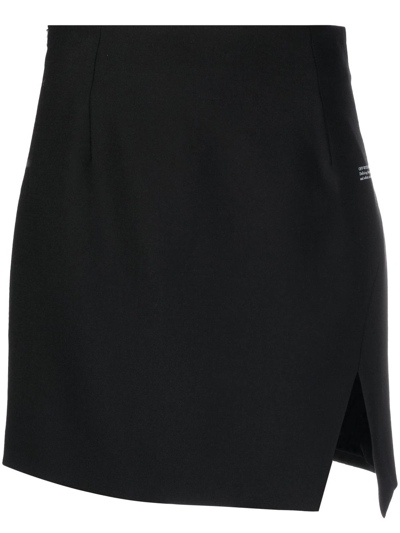 Off-white High Waisted Black Wool Mini Skirt With Slit Off White Woman