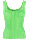 Maje Ribbed Knit Cardigan With Frill In Green