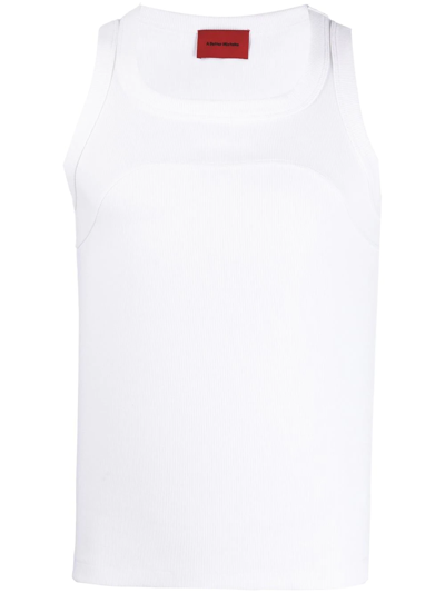 A Better Mistake Exposed Ribbed Tank Top In White