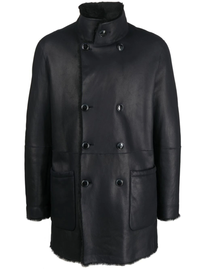 Giorgio Armani Double-breasted Flight Jacket In Blue
