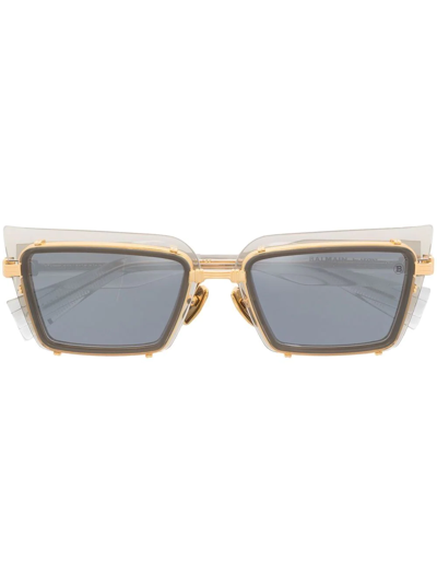 Balmain Eyewear Admirable Rectangle-frame Sunglasses In Grey