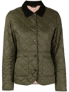 Barbour Deveron Diamond Quilted Jacket In Olive/pale Pink