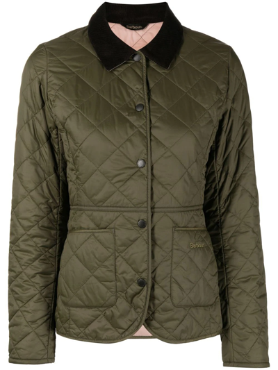 Barbour Deveron Diamond Quilted Jacket In Olive