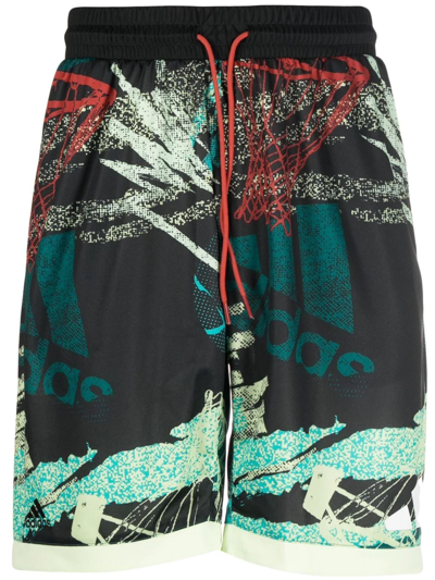 Adidas Originals All-over Graphic-print Bermuda Shorts In Grün