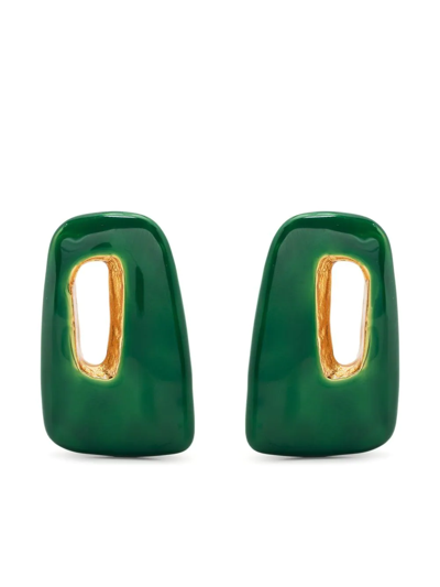Marni Trapezio Enamel Stud Earrings In Green