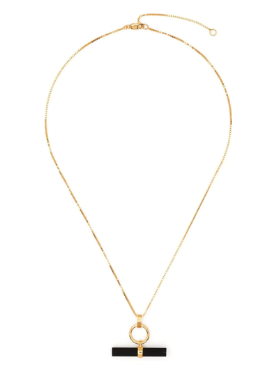 Rachel Jackson Strength 22ct Yellow Gold-plated Sterling Silver And Onyx Pendant Necklace