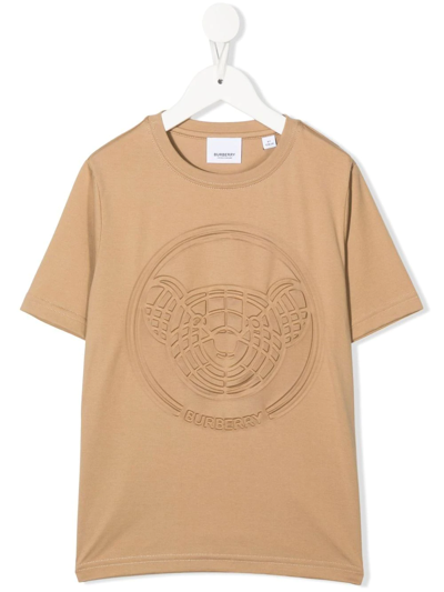 Burberry Kids' Logo-embossed Cotton T-shirt In Archive Beige