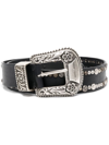 Golden Goose Leather Decorative-buckle Belt In Black