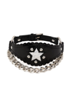 ALESSANDRA RICH LEATHER CHAIN-DETAIL CHOKER