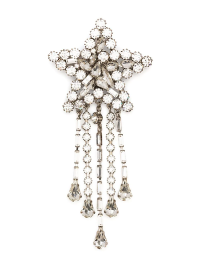 Alessandra Rich Crystal-embellished Star Brooch In Silver